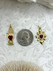 Image of Gold and Red Plated Brass Heart CZ Charms, 3 styles, High Quality Heart Charms, Hand and Heart Red Heart Charms. Fast Ship