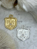 Image of Fleur De Lis Shield Charms with CZ, Fleur De Lis Charm, 2 Finishes, Brass Charm, Fleur de lis Pendant, French Charm, Paris Charm, Fast Ship.