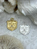 Image of Fleur De Lis Shield Charms with CZ, Fleur De Lis Charm, 2 Finishes, Brass Charm, Fleur de lis Pendant, French Charm, Paris Charm, Fast Ship.