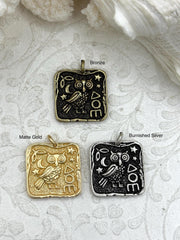 High Quality Brass Ancient Greek Coin, Bubo Owl of Athena Greek ,Athena's Owl, Replica Charm, 3 Finishes, 24mm, Fast Ship