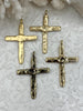 Image of Brass Textured Cross, Religious Large Cross, Brass Cross Charm, Cross Pendant, Mens Cross, Women's Cross 61mm x 43mm 7 Finishes Fast Ship