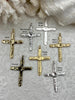 Image of Brass Textured Cross, Religious Large Cross, Brass Cross Charm, Cross Pendant, Mens Cross, Women's Cross 61mm x 43mm 7 Finishes Fast Ship