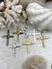 Image of Brass Textured Cross, Religious Large Cross, Brass Cross Charm, Cross Pendant, Mens Cross, Women's Cross 61mm x 43mm 7 Finishes Fast Ship
