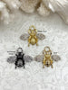 Image of French Bee Charm Pendant CZ Micro PAVE , French Bee Charm, CZ Bee, 33mm x 39mm Bee Charm, Cubic Zirconia Bee Pendant, 3 Finishes Fast Ship
