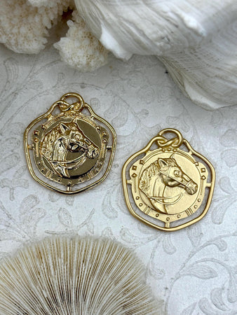 Horse Pendant, Whip Stirrup & Bit, Horse Charm, Equestrian Charm, Horse Pendant, Equestrian Pendant, 39mm x 35mm, Zinc Alloy, Fast Ship