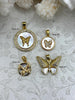 Image of Mother of Pearl Butterfly CZ Charms, 4 styles, Gold Plated Brass Butterfly Charms, MOP Charms, Cubic Zirconia, Mother of Pearl, Fast Ship