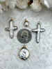 Image of Pearl Charms, Pearl cross charm, Brass Mother of Pearl, 5 Styles, gold or silver, round mother of pearl charms, Fast Ship