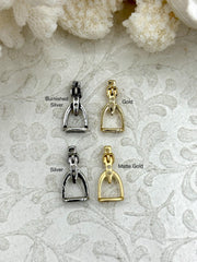 Equestrian Stirrup Pendant High Quality Equestrian Pendant, Zinc Alloy Stirrup Charm, Equestrian Charm Horse Jewelry, 4 Finishes, Fast Ship.