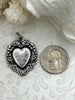 Image of Sacred Heart Pendants, Sacred Heart Charms, Love Charm, Religious Charm 2 finishes, 30mm x 26mm, 2.7mm thick, Zinc Alloy Heart, Fast Ship