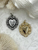 Image of Sacred Heart Pendants, Sacred Heart Charms, Love Charm, Religious Charm 2 finishes, 30mm x 26mm, 2.7mm thick, Zinc Alloy Heart, Fast Ship