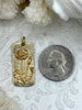 Image of Brass Cartouche Dog Tag Flower Charm, Matte Gold, Flower Pendant, Dainty Flower Charm, Daisy Flower, Sun Flower or Poppy Flower, 30mmx14mm