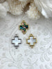 Image of Mother of Pearl and Abalone Connector Cross Charms, Abalone Charms, Gold or Silver Plated Brass, Mother of Pearl Connector Charms, Fast Ship