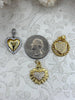 Image of Brass Heart Charms with CZ, 5 styles, Gold and Silver Plated Brass, Brass and Cubic Zirconia Heart Pendants. Fast Ship
