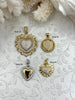 Image of Brass Heart Charms with CZ, 5 styles, Gold and Silver Plated Brass, Brass and Cubic Zirconia Heart Pendants. Fast Ship