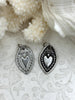Image of Sacred Heart Pendant, Sacred Heart Charm, Love Charm, Religious Charm 7 finishes, 28mm x 18mm, 2mm thick, Plated Zinc Alloy Heart, Fast Ship