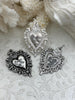 Image of Sacred Heart Pendant, Sacred Heart Charm, Love Charm, Religious Charm 6 finishes, 41mm x 29mm, 2mm thick, Plated Zinc Alloy Heart, Fast Ship