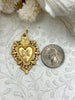 Image of Sacred Heart Pendant, Sacred Heart Charm, Love Charm, Religious Charm 6 finishes, 41mm x 29mm, 2mm thick, Plated Zinc Alloy Heart, Fast Ship