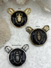 Image of Black Enamel Scarab Pendants, Enamel and Plated Zinc Alloy, Scarab Charms, 3 finishes available, 35mm Pendant, Scarab Jewelry. Fast Ship.