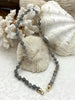 Image of Hand Knotted Natural Grey ShimmerStone Necklace, 16.5" Long, Gold or Matte Gold End Caps, 7.5mm Genuine ShimmerStone Beads, Fast ship