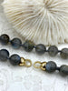Image of Hand Knotted Natural Grey ShimmerStone Necklace, 16.5" Long, Gold End Caps, 9mm ShimmerStone Beads, Genuine ShimmerStone, Fast ship