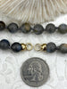 Image of Hand Knotted Natural Grey ShimmerStone Necklace, 16.5" Long, Gold End Caps, 9mm ShimmerStone Beads, Genuine ShimmerStone, Fast ship