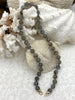 Image of Hand Knotted Natural Grey ShimmerStone Necklace, 16.5" Long, Gold End Caps, 9mm ShimmerStone Beads, Genuine ShimmerStone, Fast ship