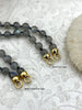Image of Hand Knotted Natural Light Grey ShimmerStone Necklace, 16.5" Long, Gold or Matte Gold End Caps, 7mm Genuine ShimmerStone Beads, Fast ship