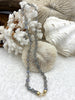 Image of Hand Knotted Natural Light Grey ShimmerStone Necklace, 16.5" Long, Gold or Matte Gold End Caps, 7mm Genuine ShimmerStone Beads, Fast ship