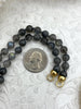 Image of Hand Knotted Natural Grey ShimmerStone Necklace, 16.5" Long, Gold or Matte Gold End Caps, 7.5mm Genuine ShimmerStone Beads, Fast ship