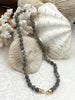 Image of Hand Knotted Natural Grey ShimmerStone Necklace, 16.5" Long, Gold or Matte Gold End Caps, 7.5mm Genuine ShimmerStone Beads, Fast ship