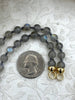 Image of Hand Knotted Natural Light Grey ShimmerStone Necklace, 16.5" Long, Gold or Matte Gold End Caps, 7mm Genuine ShimmerStone Beads, Fast ship