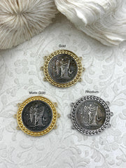 REGNE Burnished Silver Coin, 3 Bezel Colors, French Reproduction Coin, Plated Brass and Zinc Alloy, French Art Deco Coin, Fast Ship