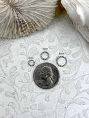 Jump Rings Textured Rhodium/Silver Plated, 4mm, 6mm, or 8mm, Pack of 10, Thin Gauge Brass, OPEN Ring, 18 GA (1mm) Sturdy, Fast Ship