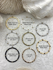 Round Hoop Ring Circle Pendant with Dots, Pendant or Earrings Artisan Ring, Hoop Charm, Closed Ring with Bale, 43mm, 8 Styles Fast Shipping