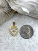 Image of Enamel and Gold Cross Pendants with CZ, Gold Plated Brass, White Enamel Cross Charms, White Enamel, Fast Ship.