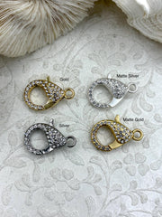 Pave Rhinestone Large Lobster Claw Clasps 5 colors  30mm X 17mm LG Parrot Claw Clasp, Spring Hook Clasp, Fast Shipping