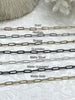 Image of Small Paperclip Chain, Brass, Long Skinny Oval Rectangle Paperclip Chain 11x4mm,Sold By foot 7 Finishes Soldered Link,FAST SHIP