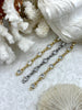 Image of Mixed Link Zinc Alloy Cable Chain with Clear Crystals, by the foot. 3 Finishes, Gold, Rhodium, Matte Gold finishes Clear Crystals, Fast ship
