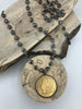Image of HEMATITE GEMSTONE 1 meter (39") Rosary Style Chain, 8mm coin Faceted beads, Bronze, Gold or Gunmetal Wire. Chain per meter (39") Fast ship
