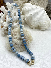 Hand Knotted Peruvian Opal Necklace, Blue Rondelle Beads, 16