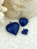 Image of Blue Heart Charm/Pendants, Heart Pendants, 3 sizes, Enamel Plated Brass Charms, Small, Medium, or Large, Colorful Hearts, Fast Ship