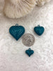 Image of Teal Heart Charm/Pendants, Heart Pendants, 3 sizes, Enamel Plated Brass Charms, Small, Medium, or Large, Colorful Hearts, Fast Ship