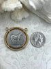Image of Horse Coin Pendant, Silver Coin Pendant with Bezel, Equestrian Pendant, Coin Bezel, Art Deco Coin, Replica Coin, 3 Bezel Colors, Fast Ship