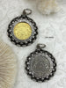 Image of Silver and Gold Horse Coins, Horse Pendant with Textured Chain Bezel, 3 Styles, Brass, Bezel with Jump Ring, Fast Ship