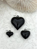 Image of Black Heart Charm/Pendants, Heart Pendants, 3 sizes, Enamel Plated Brass Charms, Small, Medium, or Large, Colorful Hearts, Fast Ship