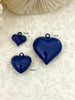 Image of Blue Heart Charm/Pendants, Heart Pendants, 3 sizes, Enamel Plated Brass Charms, Small, Medium, or Large, Colorful Hearts, Fast Ship