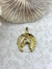 Image of Equestrian Horse Pendant High Quality Horseshoe Pendant,Gold Plated Brass Horse Charm, Equestrian Charm Horse Jewelry, Gold Plated,Fast Ship