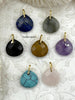 Image of Mini Gemstone Faceted Teardrop Pendants with Gold and CZ Bale. 7 Styles, 16.5mm Stone Pendants with Gold Bale and CZ. Fast Shipping