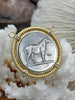 Image of Horse Coin Pendant, Silver Coin Pendant with Bezel, Equestrian Pendant, Coin Bezel, Art Deco Coin, Replica Coin, 3 Bezel Colors, Fast Ship
