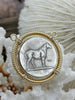 Image of Horse Coin Pendant, Silver Coin Pendant with Bezel, Equestrian Pendant, Coin Bezel, Art Deco Coin, Replica Coin, 3 Bezel Colors, Fast Ship